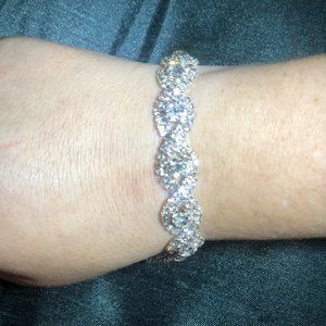Stunning Silver-Tone and Diamond-Like Bracelet